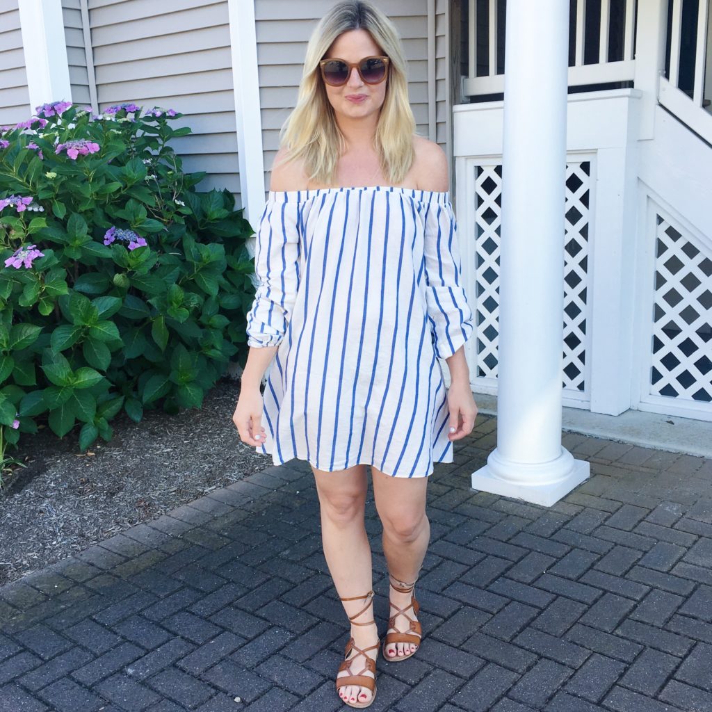 Over the Shoulder Striped Dress