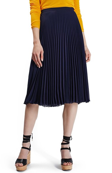 pleated midi skirt