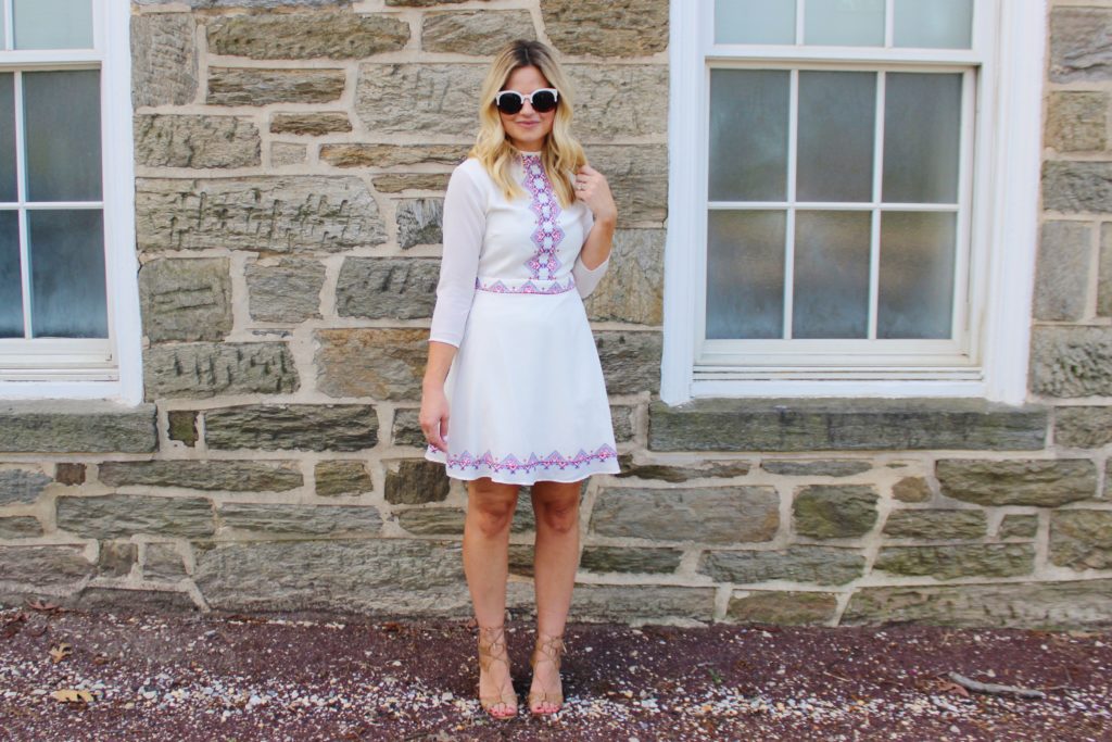 white embroidered dress