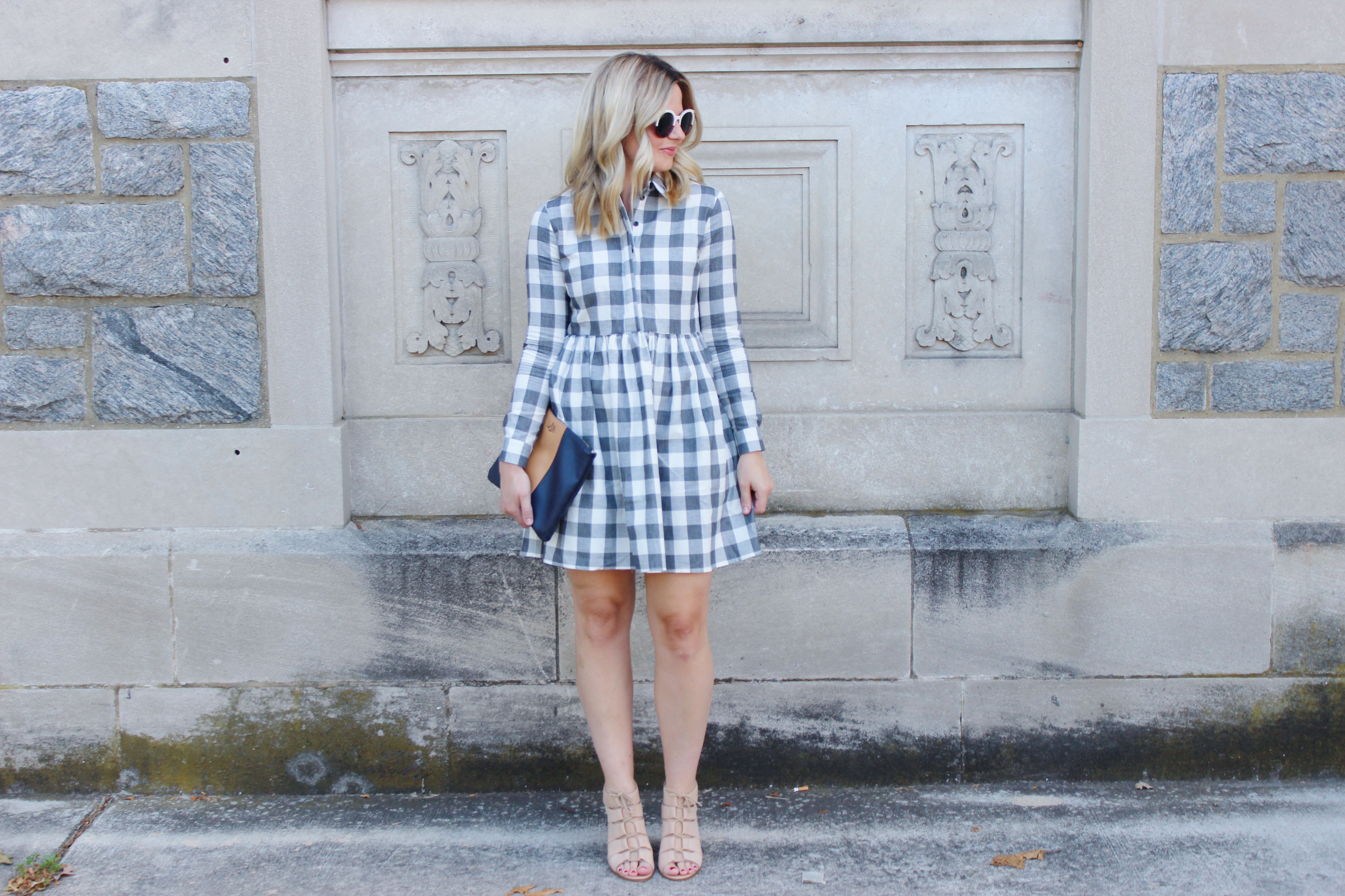 Gingham Smock Shirt Dress