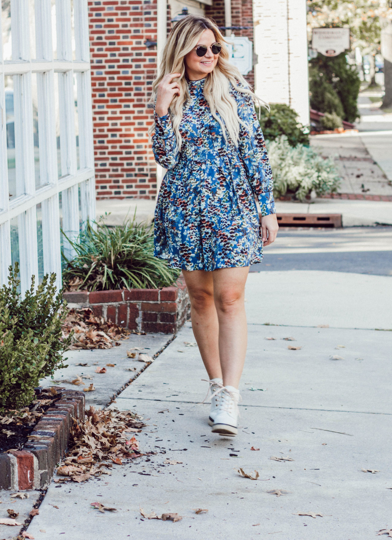 Printed Dress and Combat Boots